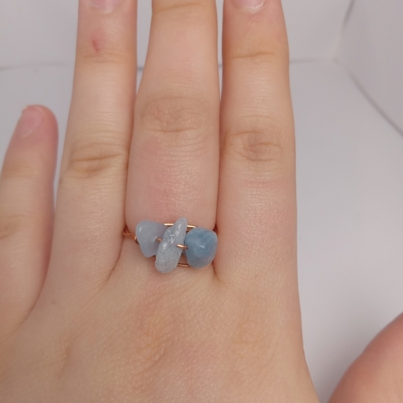 Hand Crafted Jewelry - Aquamarine stone chip ring size 8.5